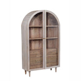 Iconic Designer Whitewash Wooden 2 Door Glass Cabinet - Pendle Village Furniture